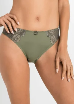 bonprix bonprix Braga con encaje delicado (2 unidades) Verde oliva-gris Hot