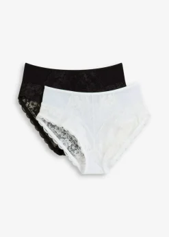 bonprix bonprix Braga con encaje delicado (2 unidades) Blanco-negro Best