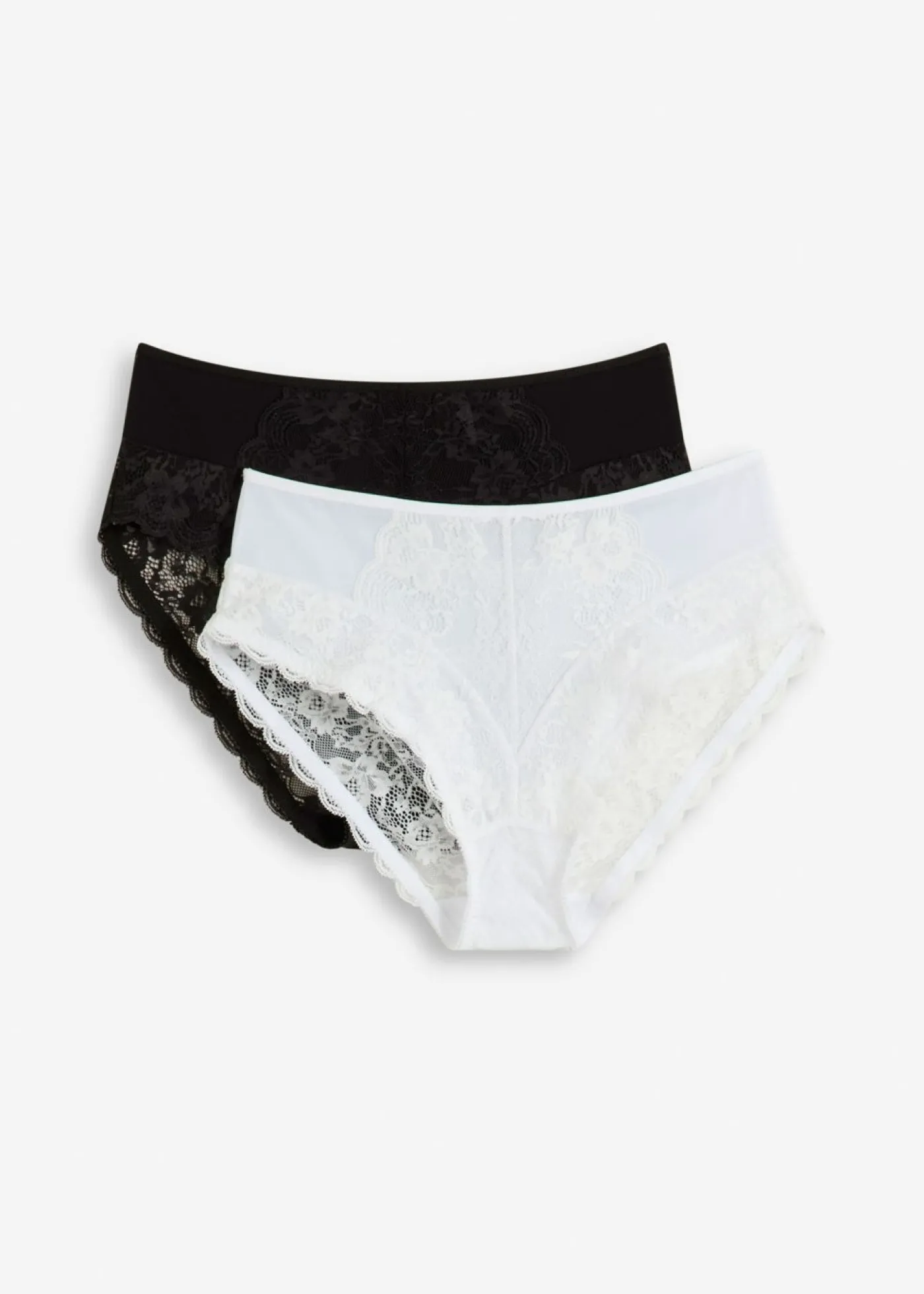 bonprix bonprix Braga con encaje delicado (2 unidades) Blanco-negro Best