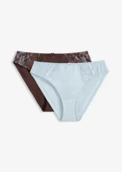 bonprix bonprix Braga con encaje delicado (2 unidades) Azul crema + marrón oscuro Online