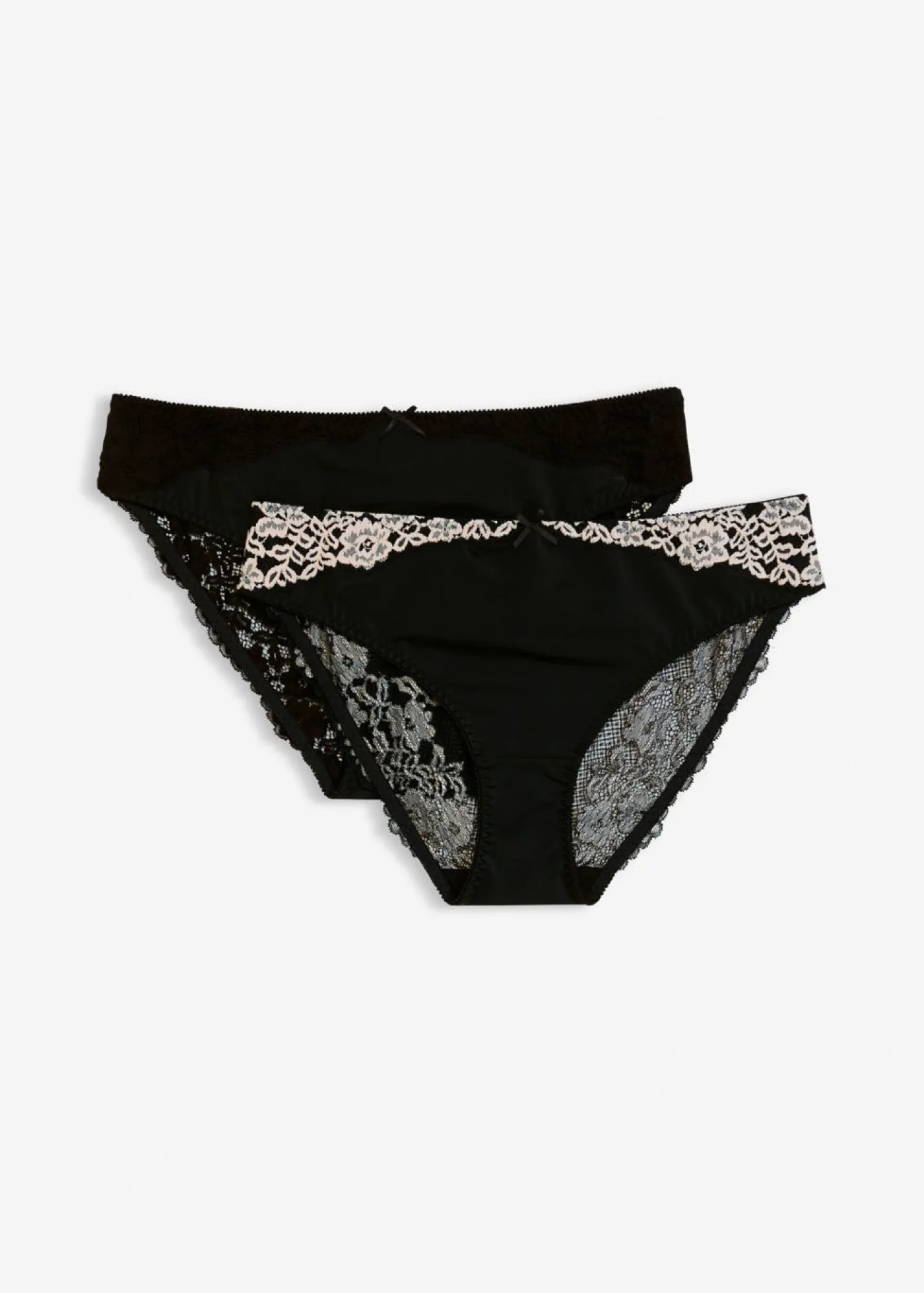 bonprix bonprix Braga con encaje delicado (2 unidades) Negro-blanco lana Sale