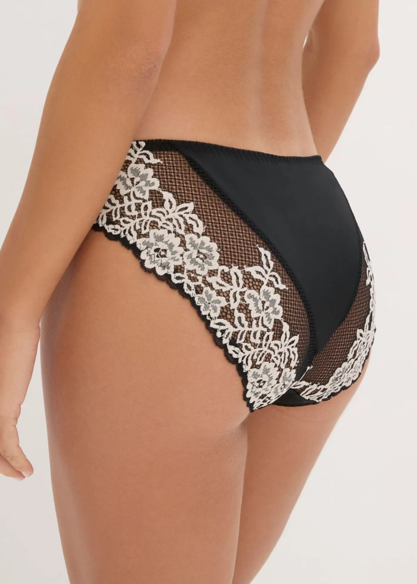 bonprix bonprix Braga con encaje delicado (2 unidades) Negro-blanco lana Sale