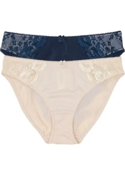 bonprix bonprix Braga con encaje delicado (2 unidades) Azul marino + beige arena Outlet