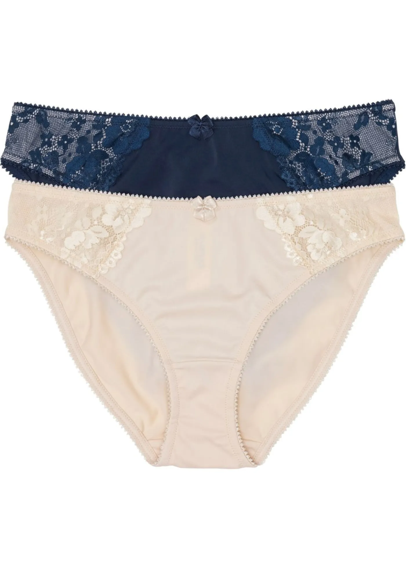 bonprix bonprix Braga con encaje delicado (2 unidades) Azul marino + beige arena Outlet