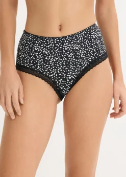 bonprix bonprix Braga con encaje (4 unidades) Negro con flores Clearance