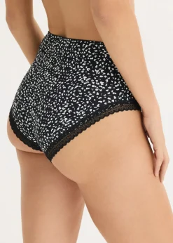 bonprix bonprix Braga con encaje (4 unidades) Negro con flores Clearance