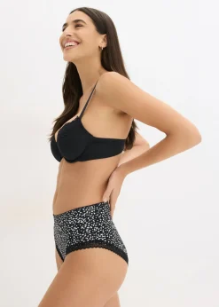 bonprix bonprix Braga con encaje (4 unidades) Negro con flores Clearance