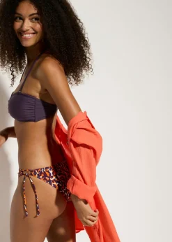 bonprix bonprix Braga de bikini con detalle de cordón estampado leo púrpura-marrón claro Hot
