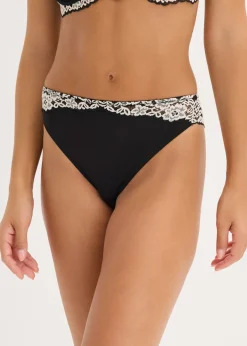 bonprix bonprix Braga de encaje bicolor (2 unidades) Negro-blanco lana Outlet