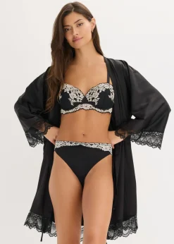 bonprix bonprix Braga de encaje bicolor (2 unidades) Negro-blanco lana Outlet
