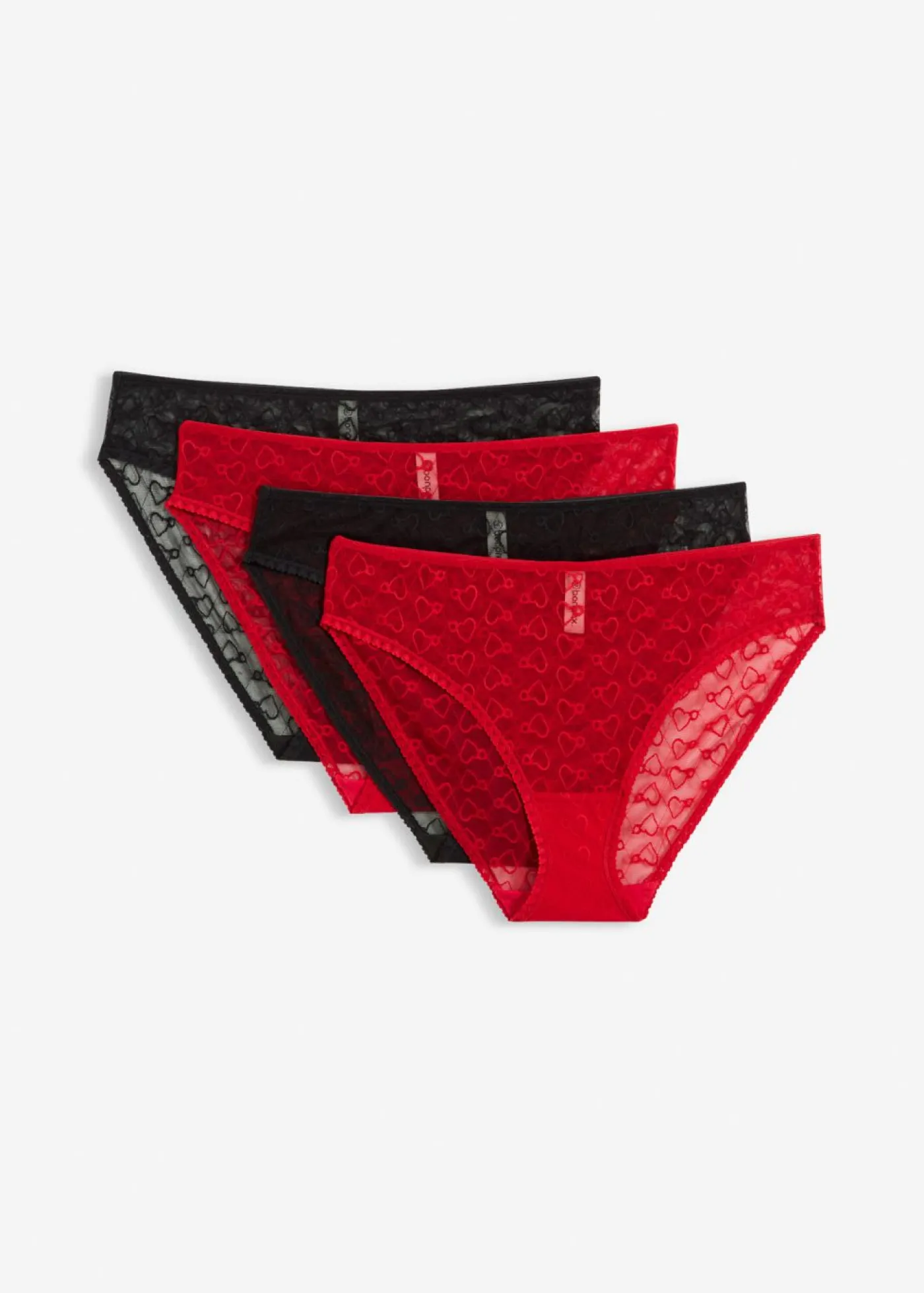 bonprix bonprix Braga de encaje (4 unidades) Negro-rojo salsa New