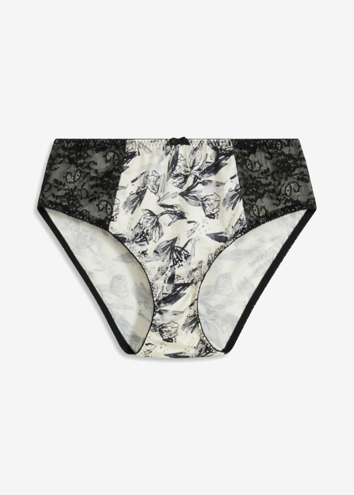 bonprix bonprix Braga de material brillante beige natural-negro con flores Hot