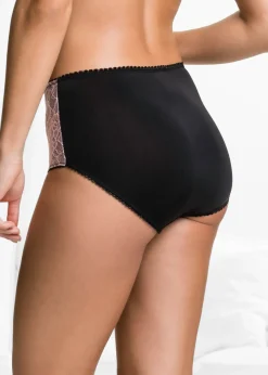 bonprix bonprix Braga de microfibra con encaje (3 unidades) Negro-rosa Discount