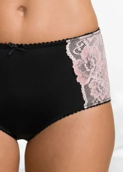 bonprix bonprix Braga de microfibra con encaje (3 unidades) Negro-rosa Discount