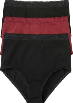 bonprix bonprix Braga de talle alto con algodón (3 unidades) negro-rojo avellana New