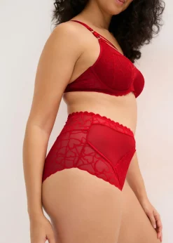 bonprix bonprix Braga de talle alto con encaje de corazones Rojo salsa Outlet