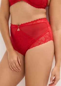bonprix bonprix Braga de talle alto con encaje de corazones Rojo salsa Outlet
