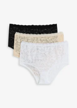 bonprix bonprix Braga de talle alto (3 unidades) de encaje negro+blanco+beige arena Best