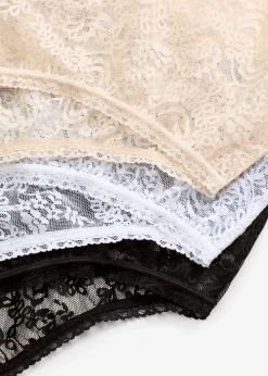 bonprix bonprix Braga de talle alto (3 unidades) de encaje negro+blanco+beige arena Best