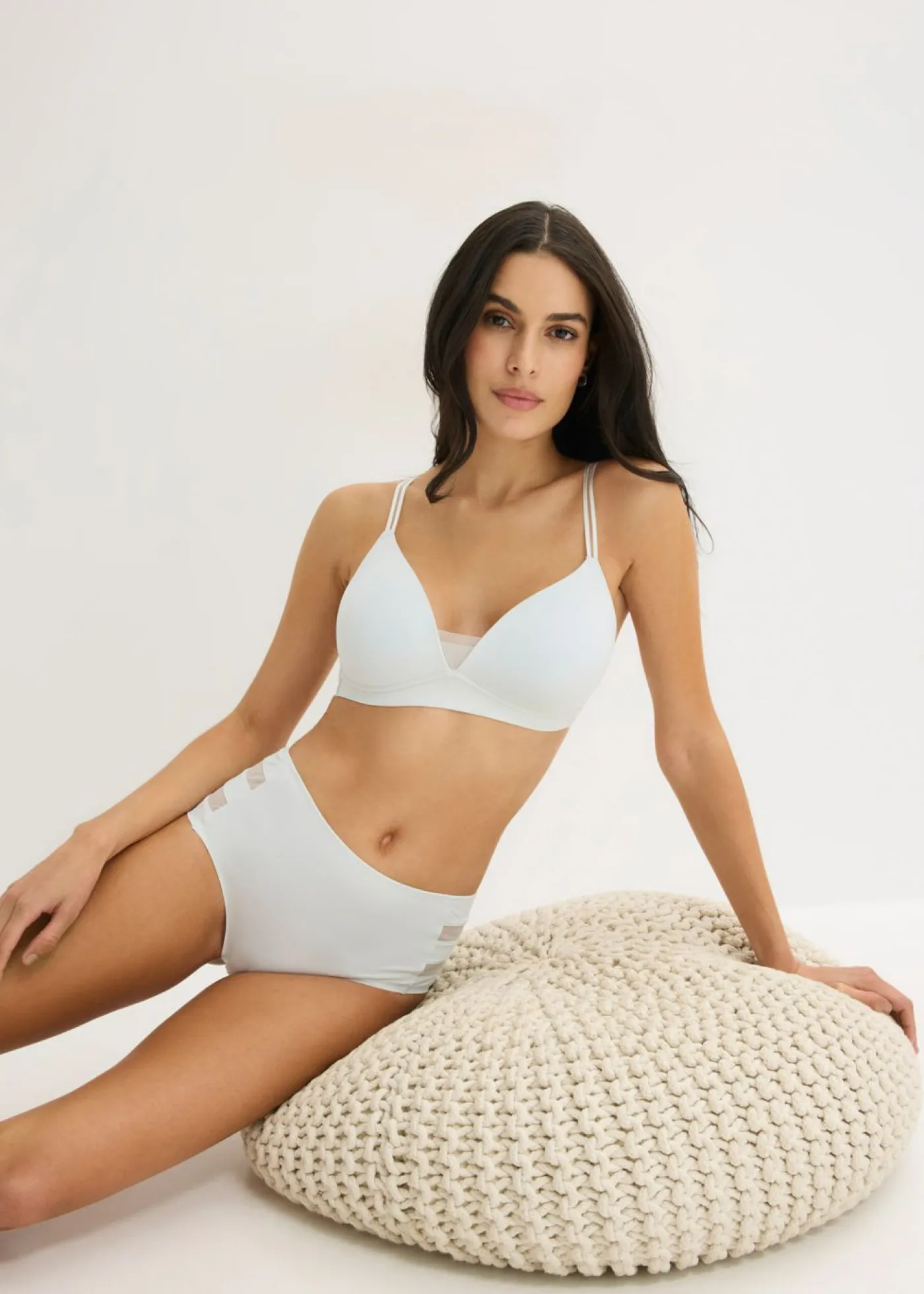 bonprix bonprix Braga Feel Comfort con corte láser (2 unidades) azul crema-negro Outlet