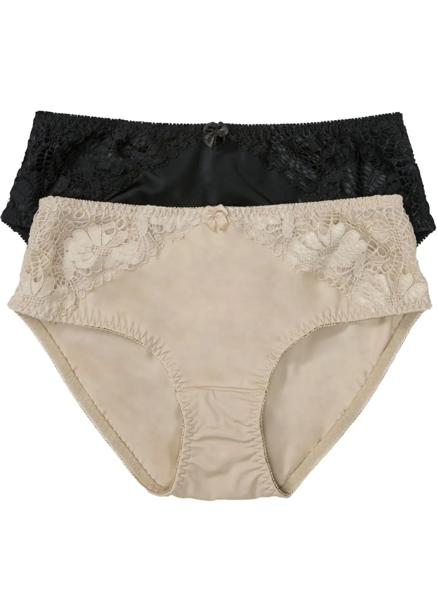 bonprix bonprix Braga maxi con encaje (2 unidades) Beige tiza-negro Sale