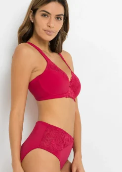 bonprix bonprix Braga maxi con encaje (2 unidades) Granate-gris oscuro Hot