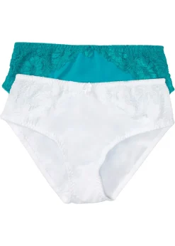 bonprix bonprix Braga maxi con encaje (2 unidades) Blanco + verde petróleo New