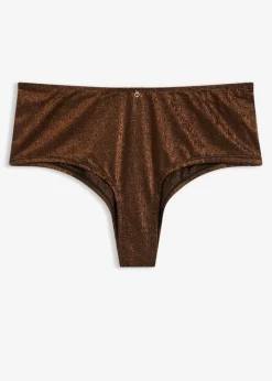 bonprix bonprix Bragas brasileñas de material brillante Negro-cobre metalizado