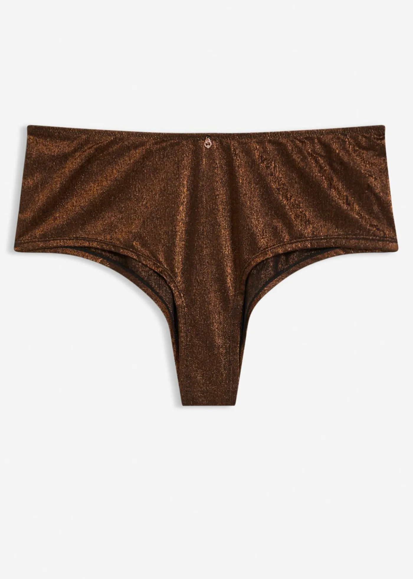 bonprix bonprix Bragas brasileñas de material brillante Negro-cobre metalizado