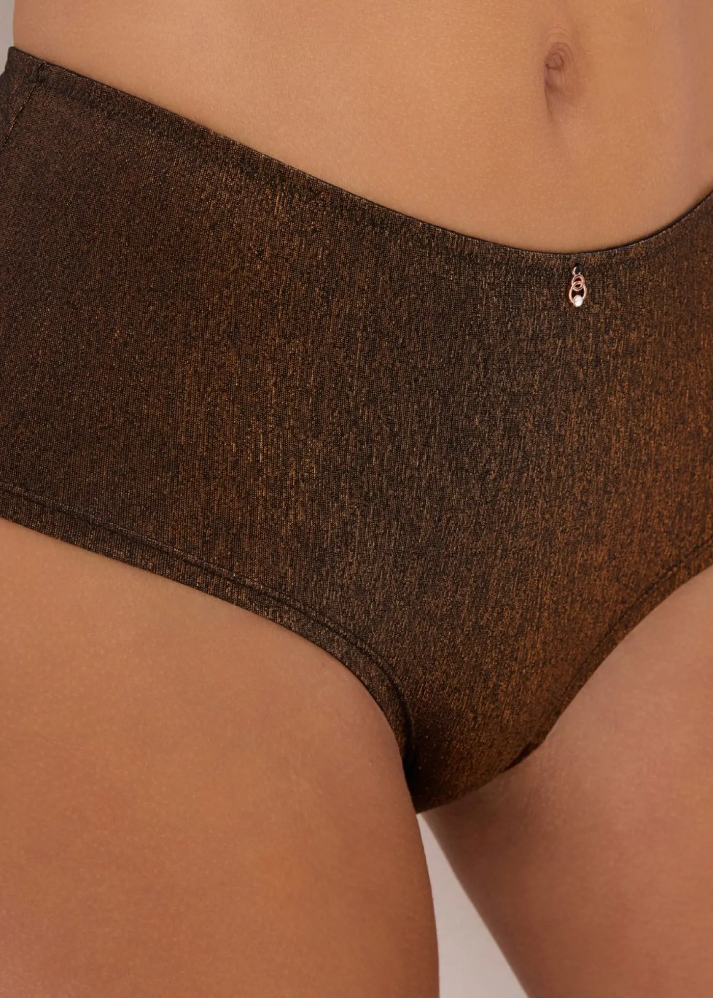 bonprix bonprix Bragas brasileñas de material brillante Negro-cobre metalizado