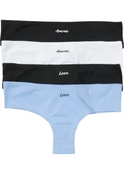 bonprix bonprix Bragas brasileñas (4 unidades) Negro-blanco-azul claro New