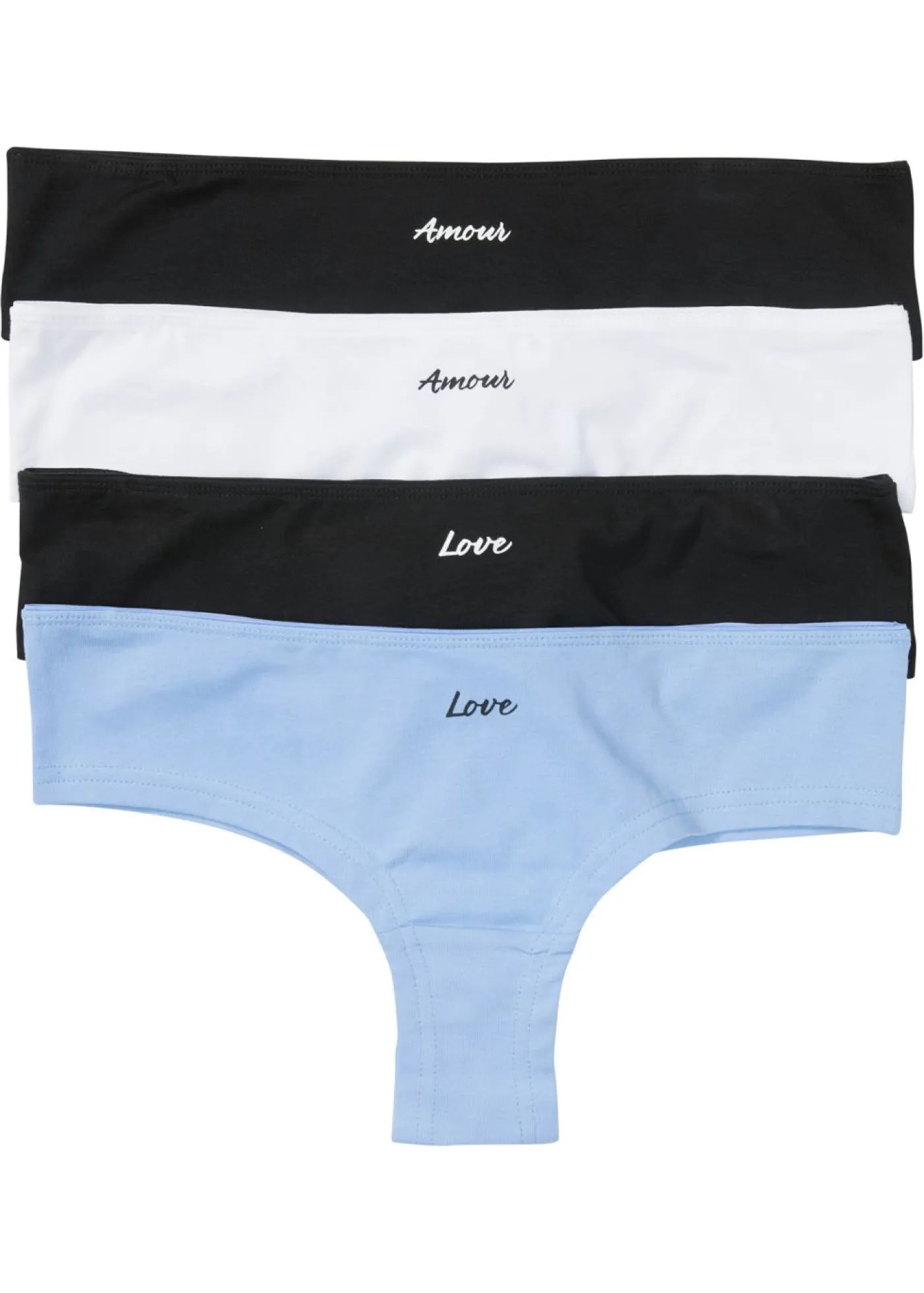 bonprix bonprix Bragas brasileñas (4 unidades) Negro-blanco-azul claro New