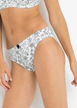 bonprix bonprix Bragas con estampado divertido (3 unidades) Índigo/blanco de flores + blanco + índigo Online