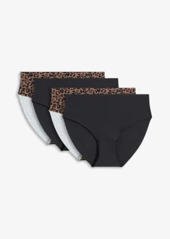bonprix bonprix Bragas de microfibra sin marcas visibles (4 unidades) estampado leo negro+marrón mate Discount