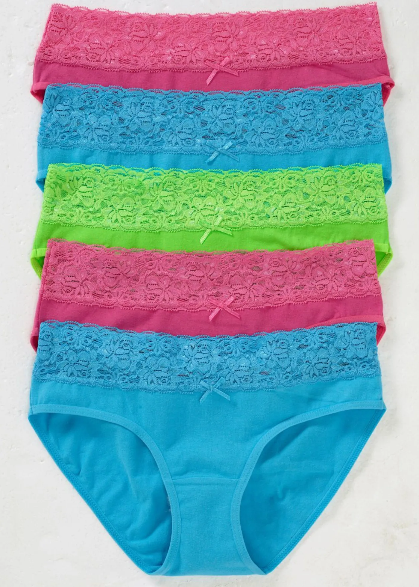 bonprix bonprix Braguita (5 unidades) con encaje turquesa rosa verde brillante Discount