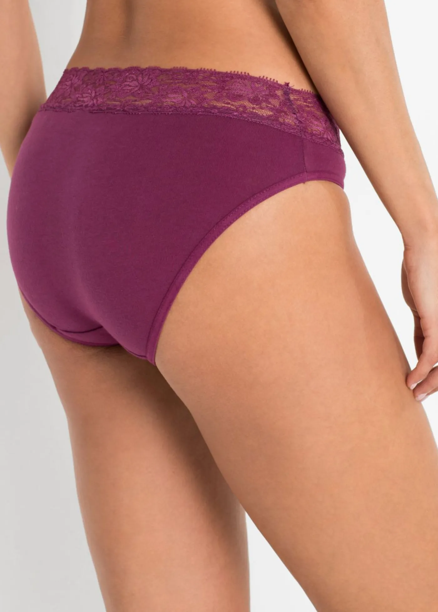 bonprix bonprix Braguita (5 unidades) con encaje Gris claro jaspeado/azul marino/baya Online