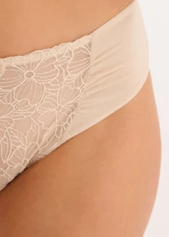 bonprix bonprix Braguita brasileña con bordado de flores Beige tiza New