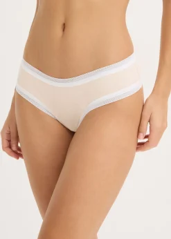 bonprix bonprix Braguita brasileña de encaje acanalado (4 unidades) gris claro jaspeado-rosa seda Sale