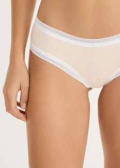 bonprix bonprix Braguita brasileña de encaje acanalado (4 unidades) gris claro jaspeado-rosa seda Sale