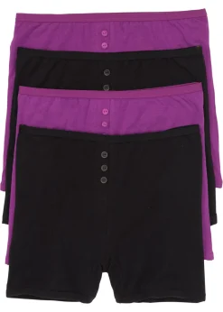 bonprix bonprix Braguita bóxer de talle alto (4 unidades) Negro/zumo de uva