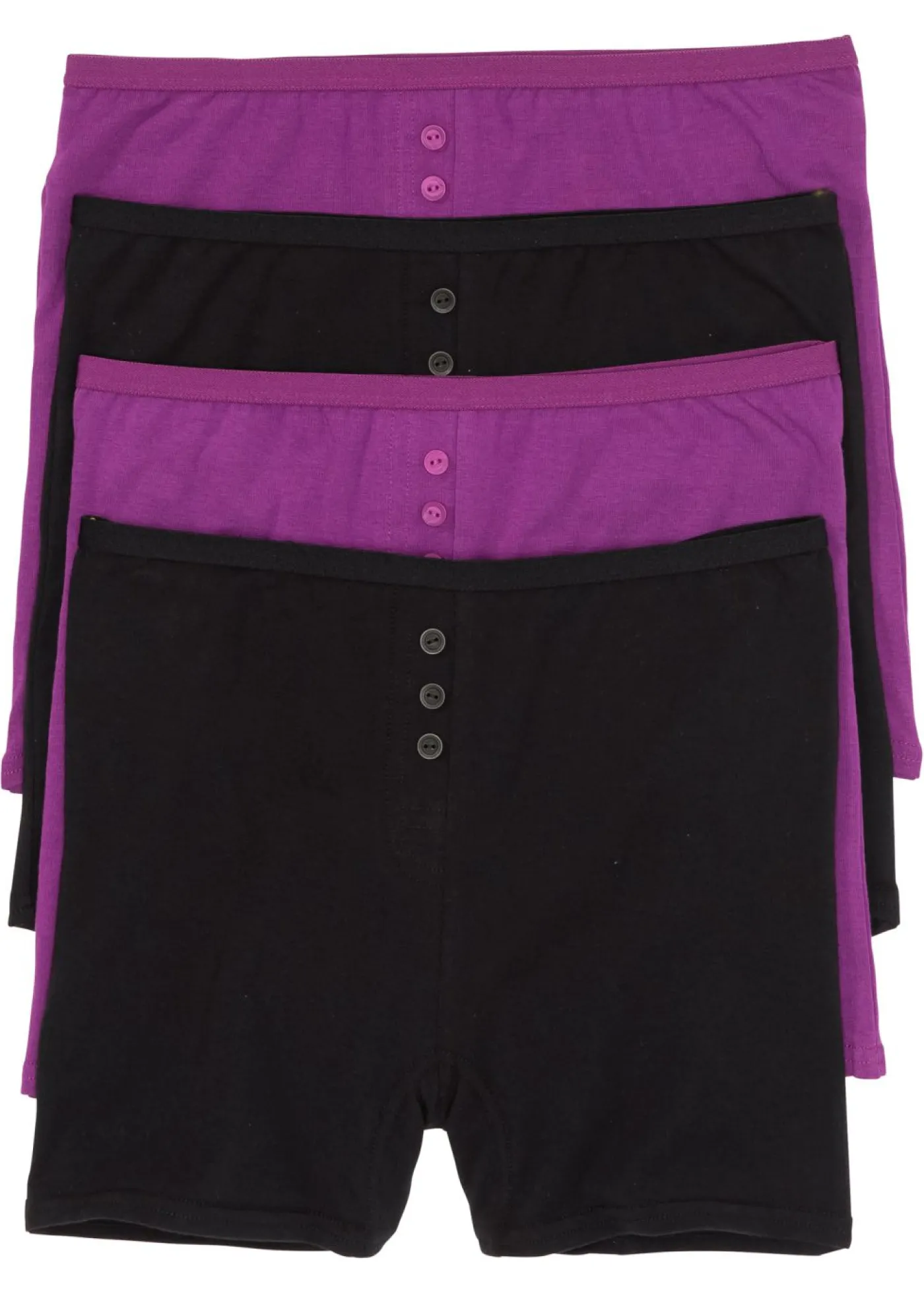 bonprix bonprix Braguita bóxer de talle alto (4 unidades) Negro/zumo de uva