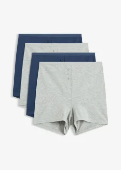 bonprix bonprix Braguita bóxer de talle alto (4 unidades) Azul almirante + gris claro jaspeado Clearance