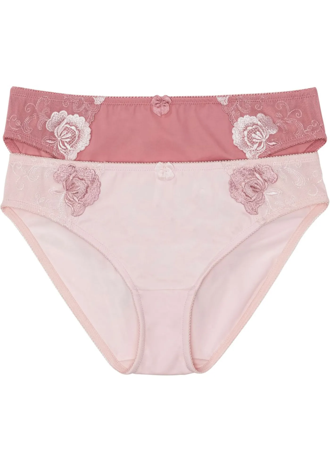 bonprix bonprix Braguita con bordado (2 unidades) Rosa humo + rosa tenue de flores Clearance