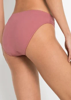 bonprix bonprix Braguita con bordado (2 unidades) Rosa humo + rosa tenue de flores Clearance