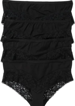 bonprix bonprix Braguita con encaje (4 unidades) Negro Discount