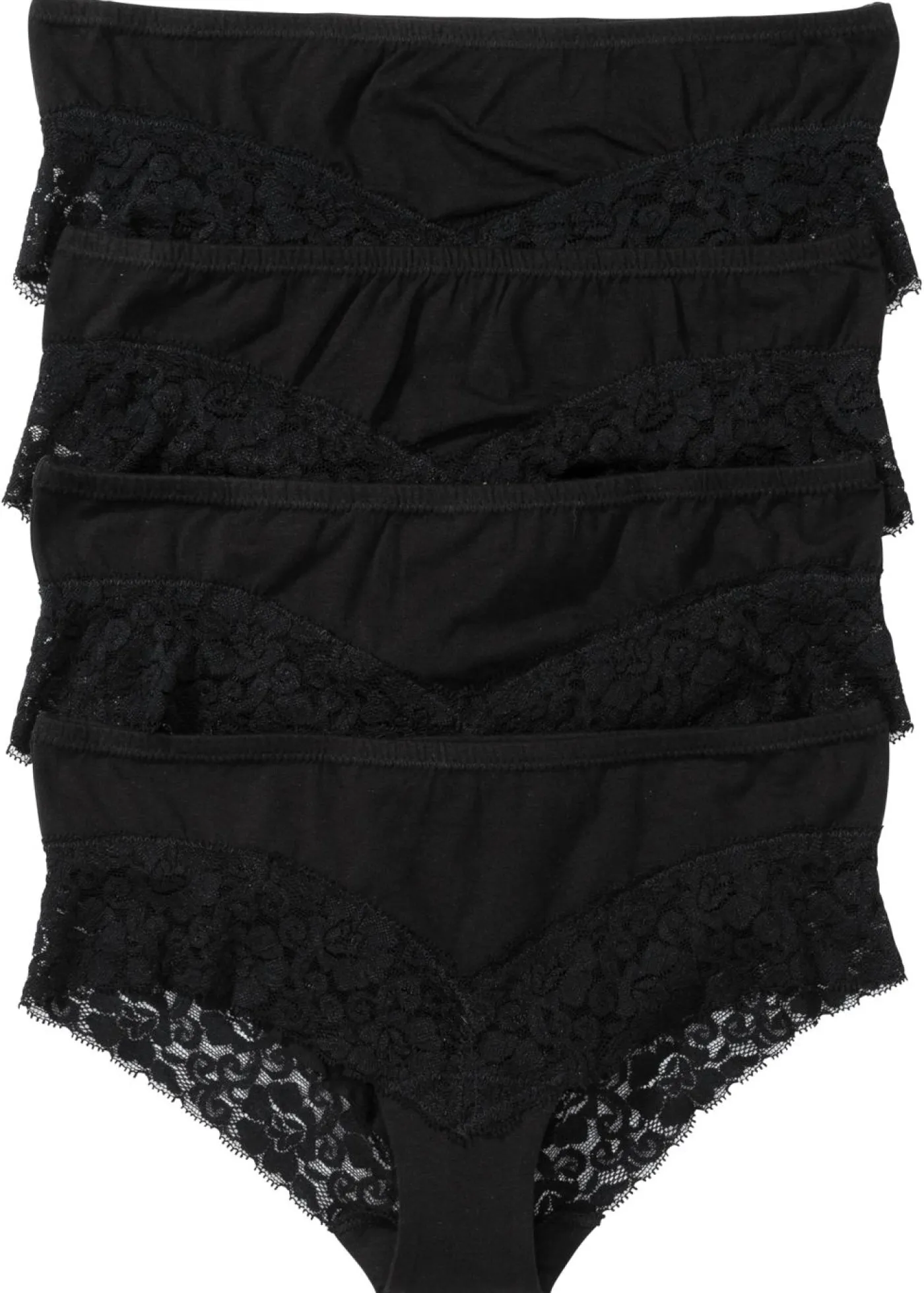 bonprix bonprix Braguita con encaje (4 unidades) Negro Discount
