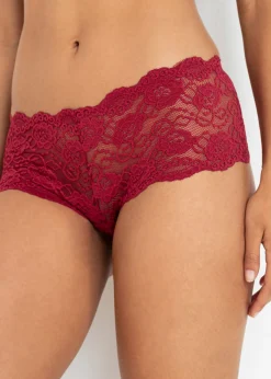 bonprix bonprix Braguita con encaje (2 unidades) Rojo oscuro-negro Online