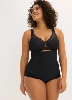 bonprix bonprix Braguita con fuerte efecto moldeador y encaje de corazones Negro