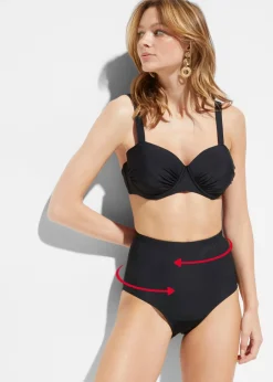 bonprix bonprix Braguita de bikini de tiro alto con ligero efecto moldeador Negro Outlet