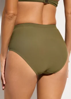 bonprix bonprix Braguita de bikini highwaist con ligero efecto moldeador y fruncido Verde oliva oscuro Online